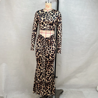 Leopard Print Crop Top & Flared Pants Set